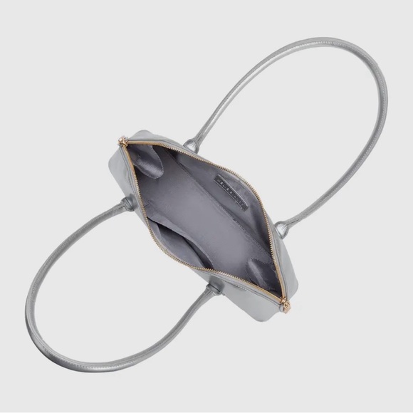 Melie Bianco Metallic Silver Shoulder Bag Vegan NWT - Picture 3 of 4